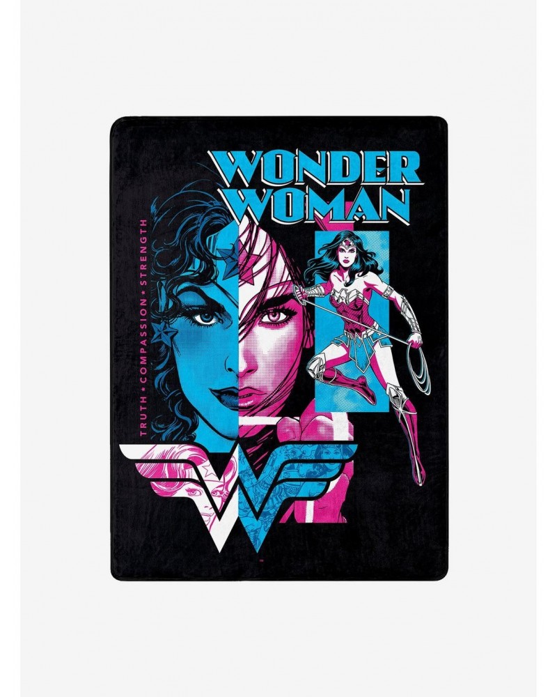 DC Comics Wonder Woman Truth Compassion Strenght Silk Touch Throw $10.82 Throws