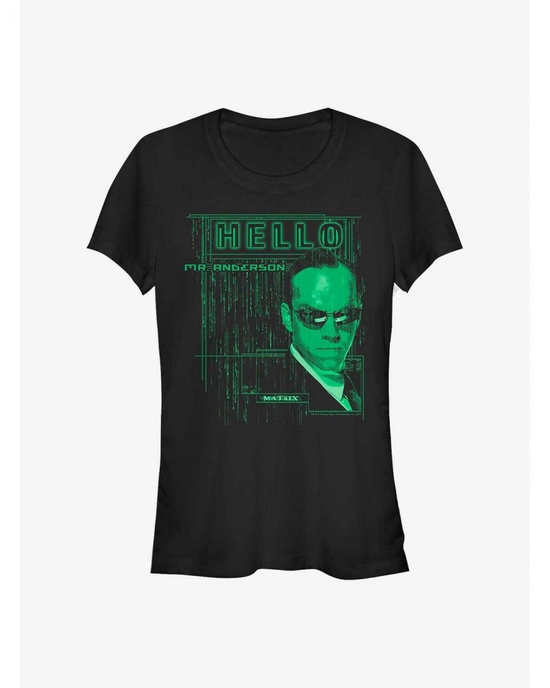 The Matrix Agent Smith Hello Girls T-Shirt $7.60 T-Shirts