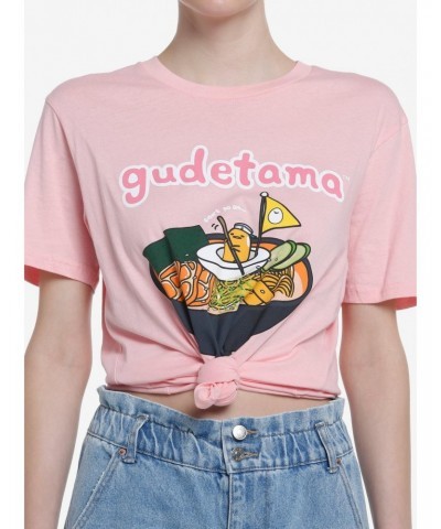 Gudetama Pink Ramen Boyfriend Fit Girls T-Shirt $8.37 T-Shirts