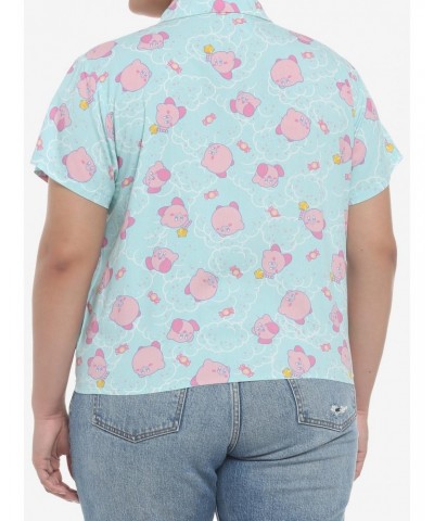 Kirby Pastel Cloud Tie-Front Girls Woven Button-Up Plus Size $17.99 Button-Up