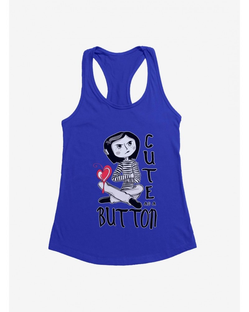 Coraline Cute As A Button Girls Tank Top $8.72 Tops