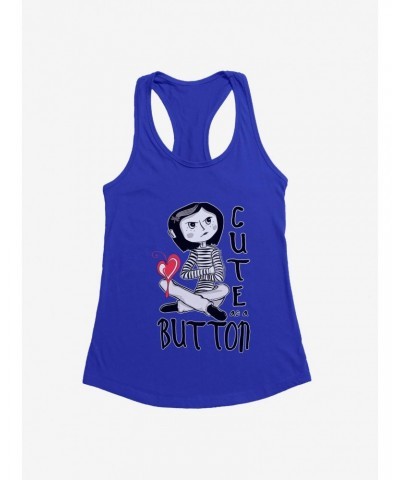 Coraline Cute As A Button Girls Tank Top $8.72 Tops