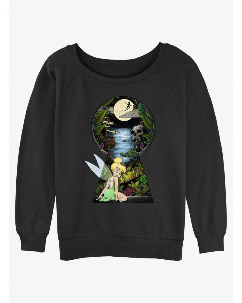 Disney Tinker Bell Keyhole To Neverland Girls Slouchy Sweatshirt $9.15 Sweatshirts