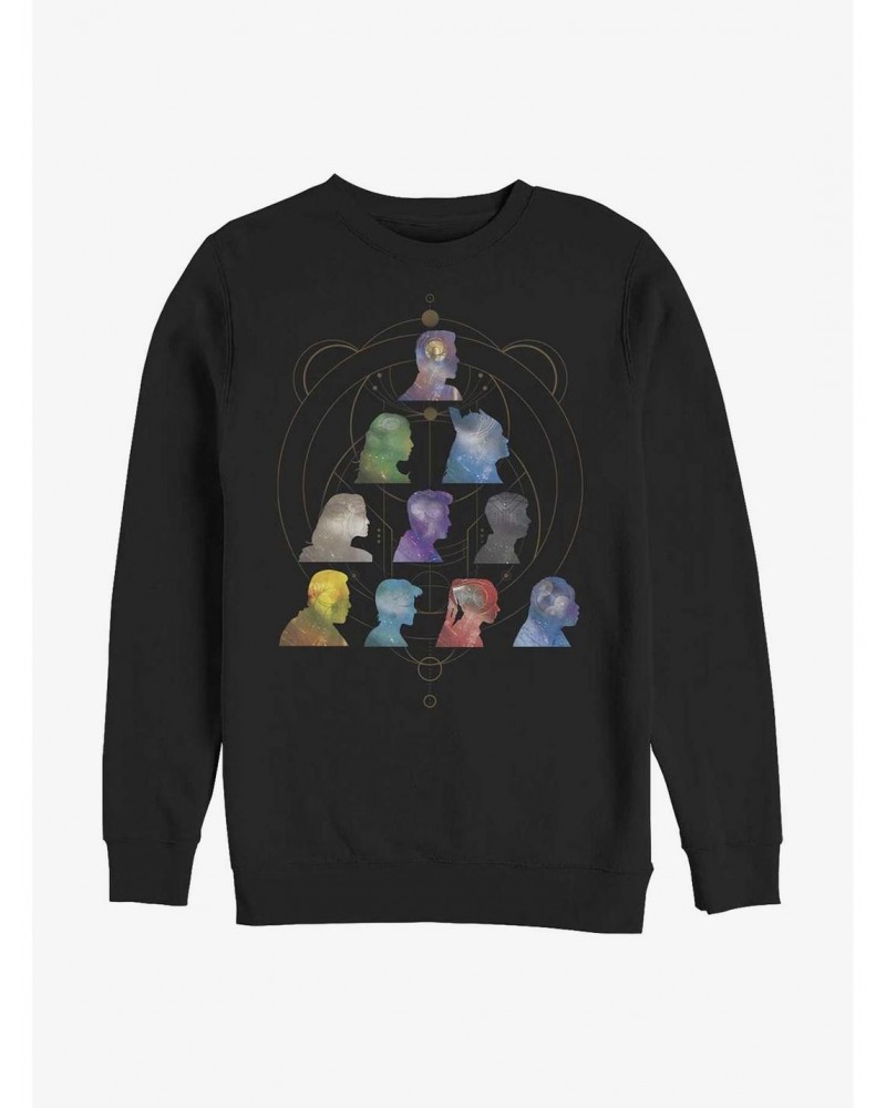 Marvel Eternals Silhouette Galaxy Heads Crew Sweatshirt $9.15 Sweatshirts