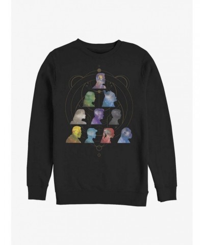 Marvel Eternals Silhouette Galaxy Heads Crew Sweatshirt $9.15 Sweatshirts