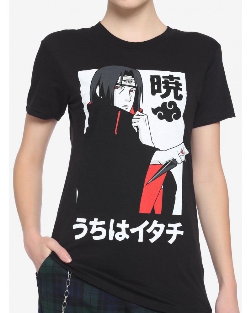 Naruto Shippuden Akatsuki Itachi Boyfriend Fit Girls T-Shirt $5.98 T-Shirts