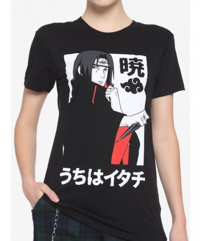 Naruto Shippuden Akatsuki Itachi Boyfriend Fit Girls T-Shirt $5.98 T-Shirts