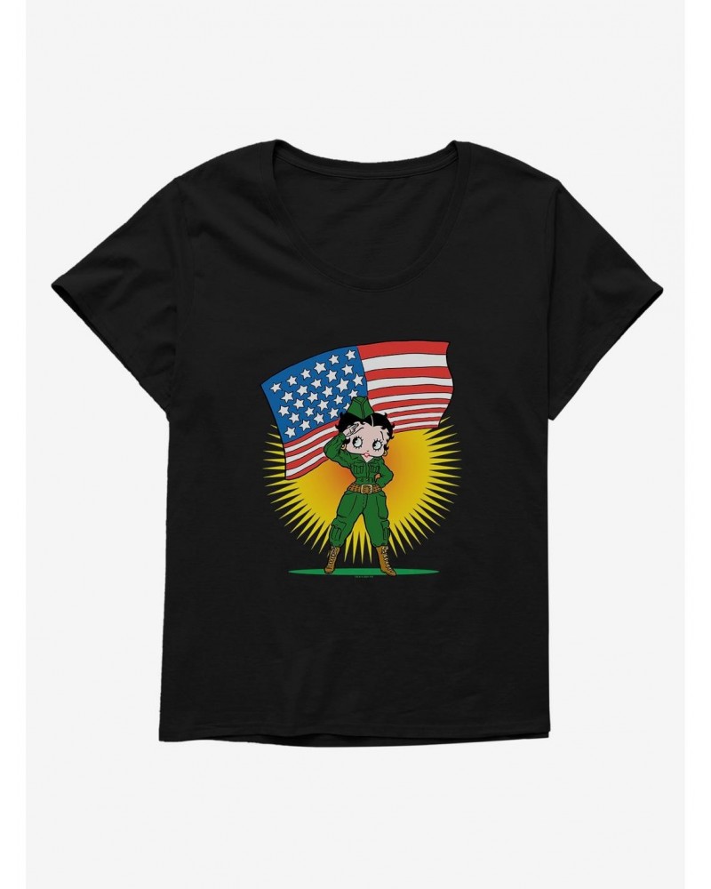 Betty Boop Army Soldier Salute Girls T-Shirt Plus Size $9.25 T-Shirts