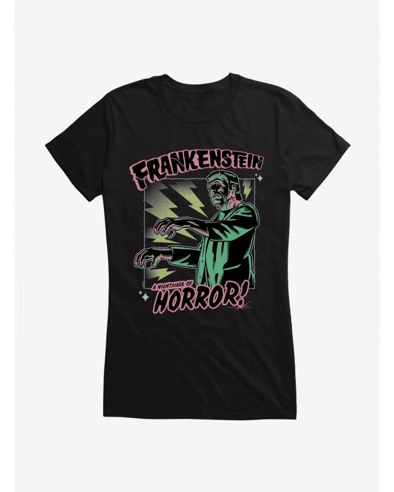 Universal Monsters Frankenstein Nightmare Of Horror Girls T-Shirt $5.98 T-Shirts