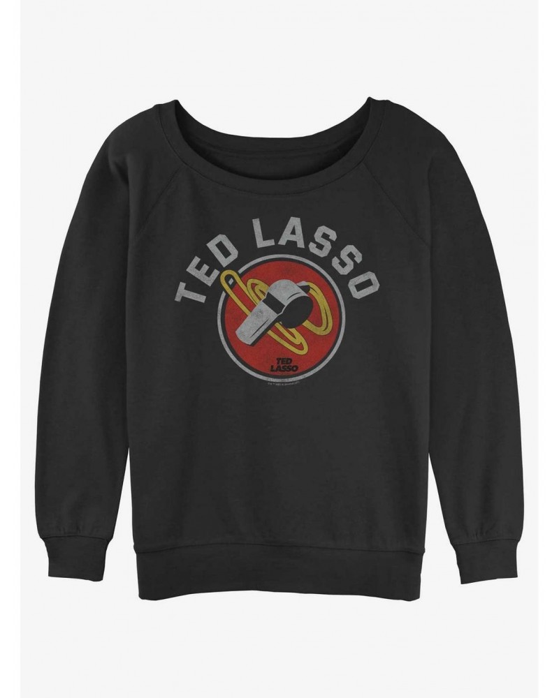 Ted Lasso Coach Whistle Girls Slouchy Sweatshirt $10.63 Sweatshirts