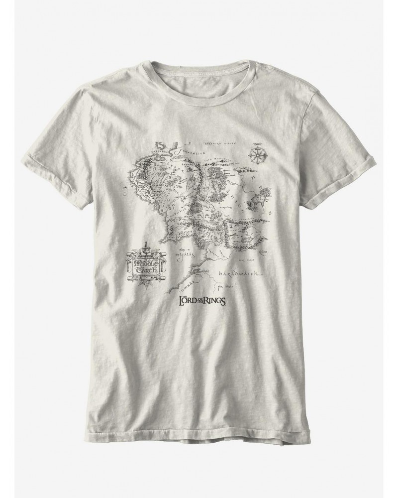 The Lord Of The Rings Middle-Earth Map Boyfriend Fit Girls T-Shirt $4.92 T-Shirts