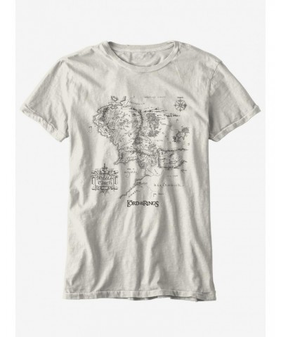 The Lord Of The Rings Middle-Earth Map Boyfriend Fit Girls T-Shirt $4.92 T-Shirts