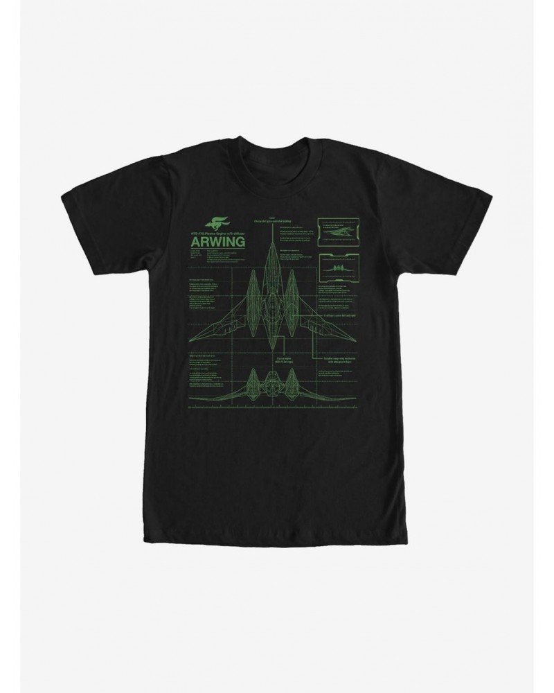 Nintendo Star Fox Arwing Schematics T-Shirt $6.99 T-Shirts