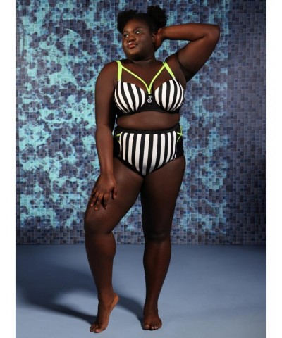 Beetlejuice Stripe High-Waisted Swim Bottoms Plus Size $6.56 Bottoms