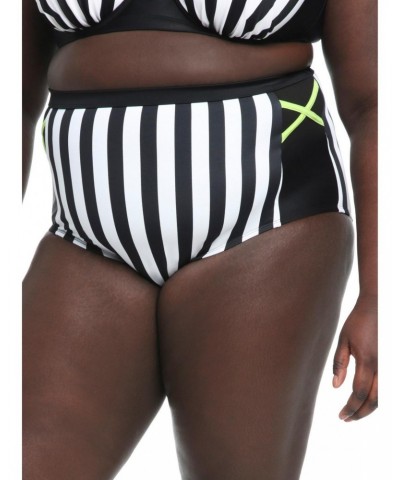 Beetlejuice Stripe High-Waisted Swim Bottoms Plus Size $6.56 Bottoms