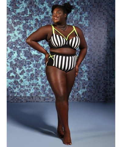 Beetlejuice Stripe High-Waisted Swim Bottoms Plus Size $6.56 Bottoms