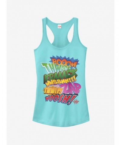 Marvel Spider-Man: Into The Spider-Verse Sound Effects Cancun Blue Girls Tank Top $8.76 Tops