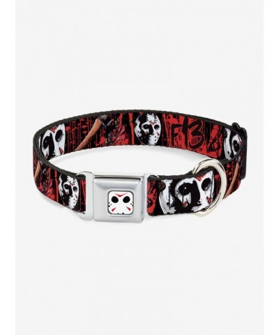 Friday The 13Th Jason Mask Blood Splatter Seatbelt Buckle Dog Collar $10.96 Pet Collars