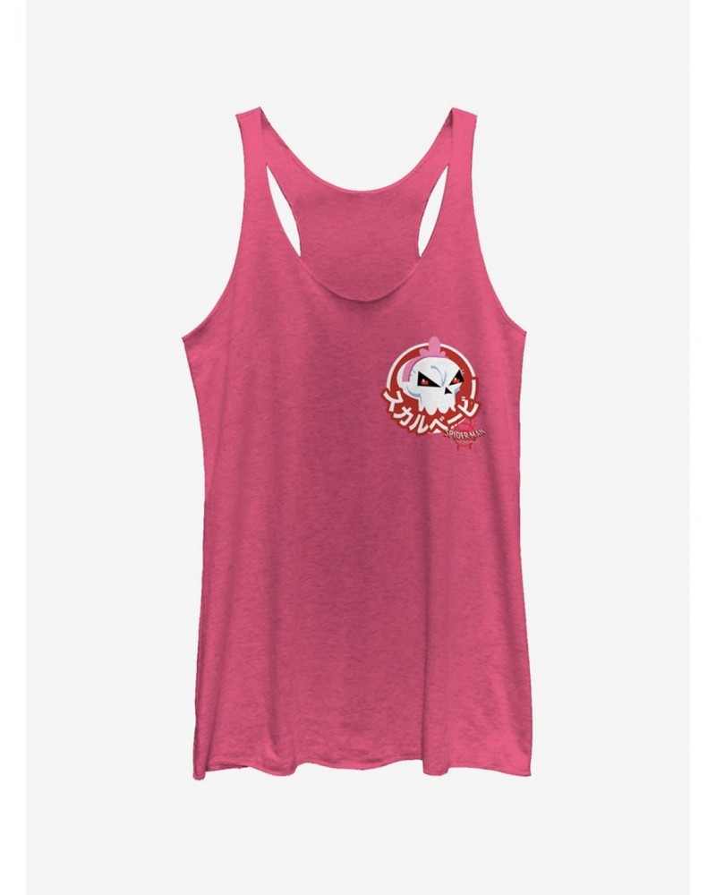 Marvel Spider-Man: Into The Spider-Verse Skull Sticker Pocket Heathered Girls Tank Top $8.50 Tops