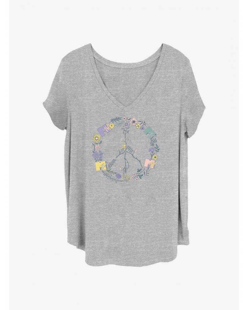 MTV Floral Peace Icon Girls T-Shirt Plus Size $7.40 T-Shirts