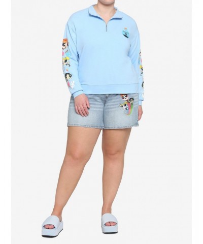 The Powerpuff Girls Half-Zipper Girls Sweatshirt Plus Size $9.72 Sweatshirts