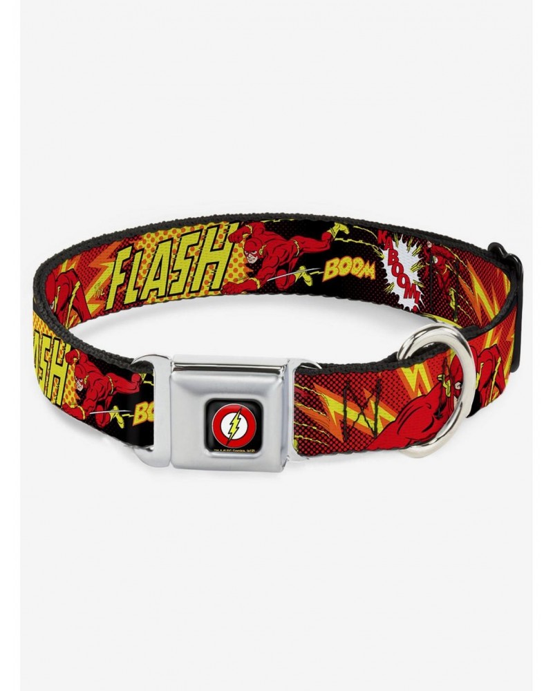 DC Comics Justice League The Flash Boom Kaboom Seatbelt Buckle Dog Collar $8.72 Pet Collars