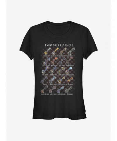 Disney Kingdom Hearts Keyblades Chart Girls T-Shirt $6.57 T-Shirts