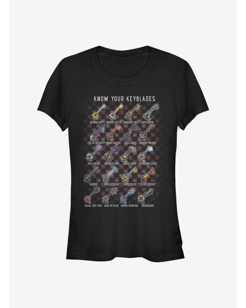 Disney Kingdom Hearts Keyblades Chart Girls T-Shirt $6.57 T-Shirts