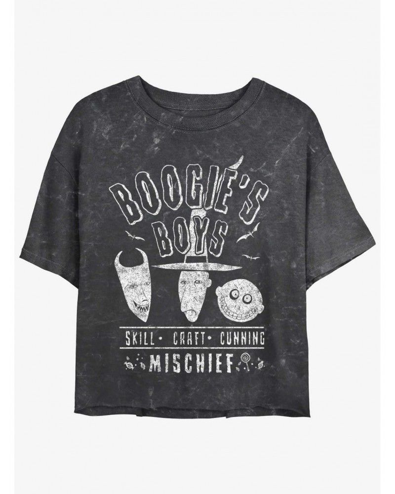 Disney The Nightmare Before Christmas Boogie's Boys Mineral Wash Girls Crop T-Shirt $7.75 T-Shirts