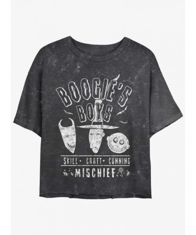 Disney The Nightmare Before Christmas Boogie's Boys Mineral Wash Girls Crop T-Shirt $7.75 T-Shirts